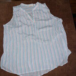 Como Blu Women’s 4X Sleeveless Striped Blouse
